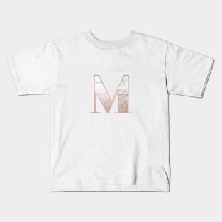 Monogram rose gold glitter marble M Kids T-Shirt